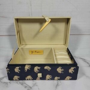 Jim Thompson Elephant Print Jewelry Box - Blue Case Storage Organizer